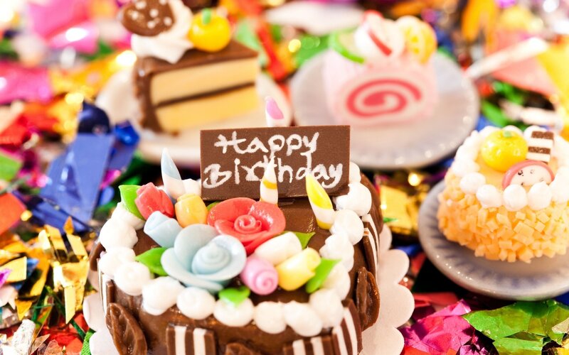 Chocolate Birthday Cake — Brown, Festive, Photograph