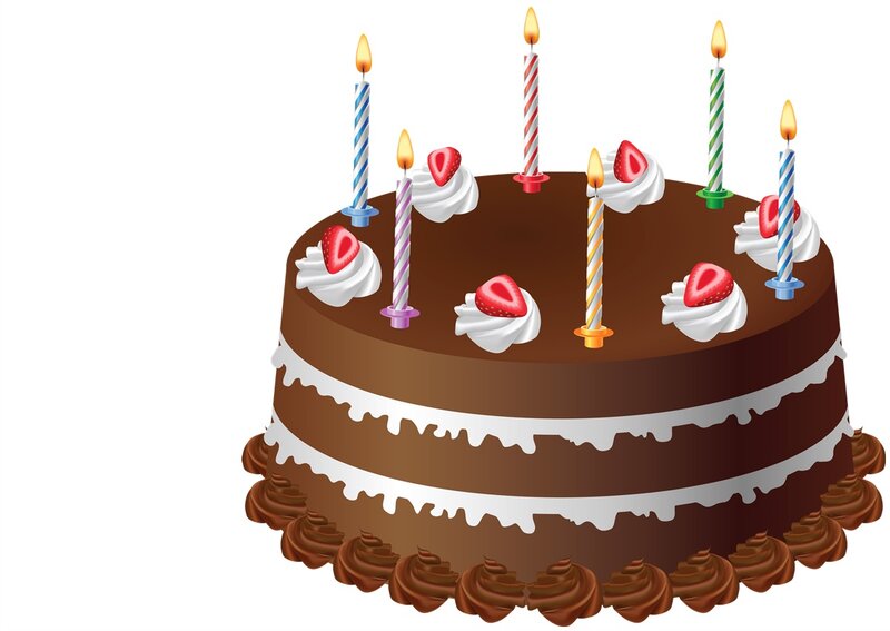 Chocolate Birthday Cake — Brown, Festive, Vector Art