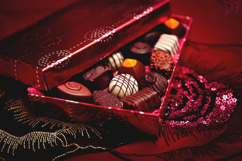Chocolate Box with Candies — Red, Luxurious
