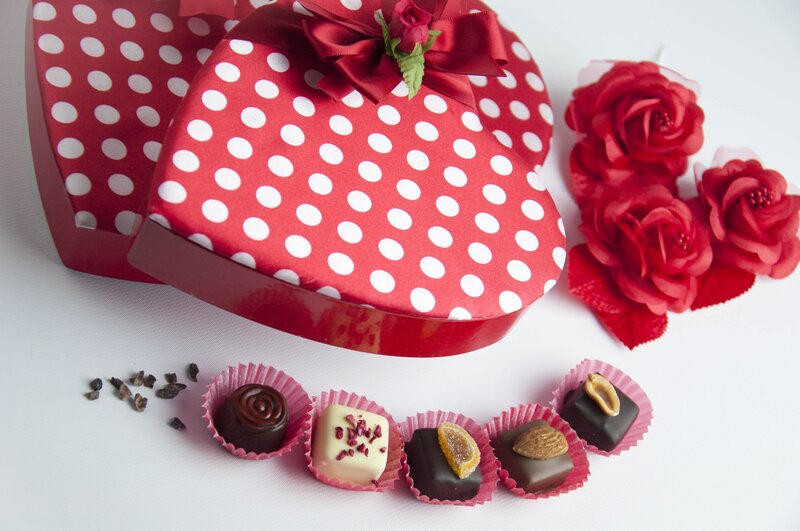 Chocolate Box with Candies — Red, Romantic, Photograph, Roses
