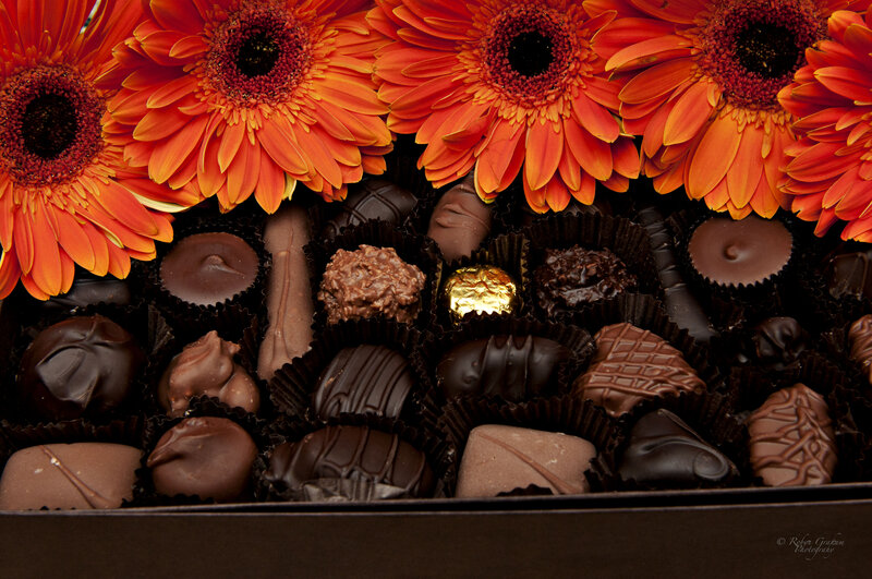 Chocolate Box with Flowers — Orange