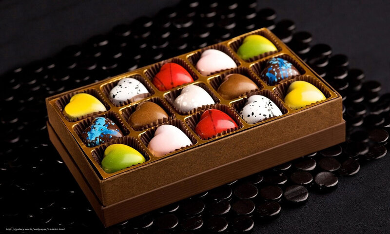 Chocolate Box with Heart-shaped Candies — Brown