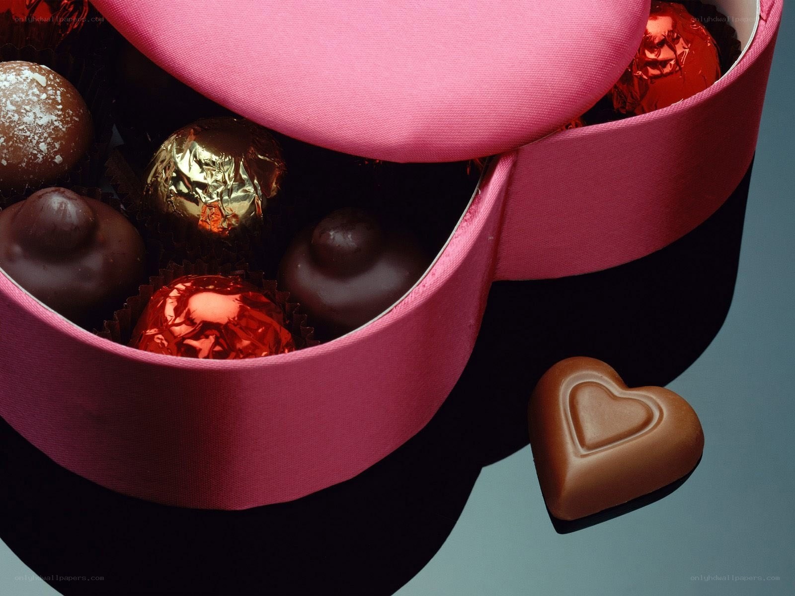 chocolate box with heart-shaped candy