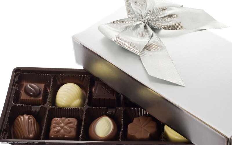 chocolate box with silver bow