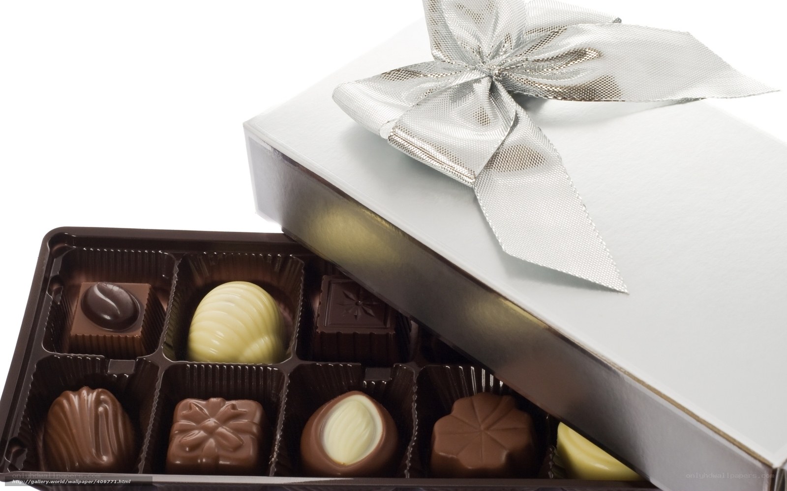 chocolate box with silver bow