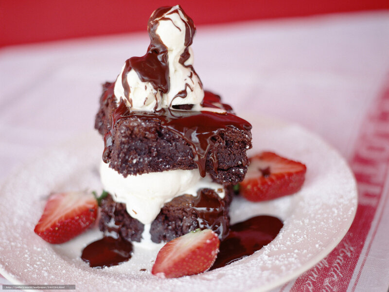 Chocolate Brownie Dessert — Brown, Indulgent, Photograph, Ice Cream