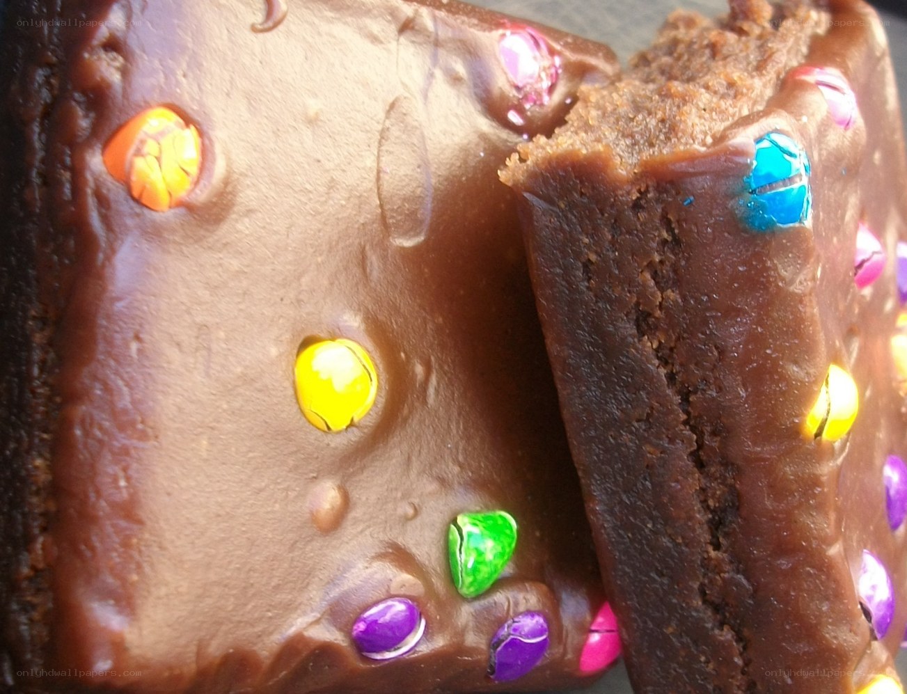 chocolate brownie with candies