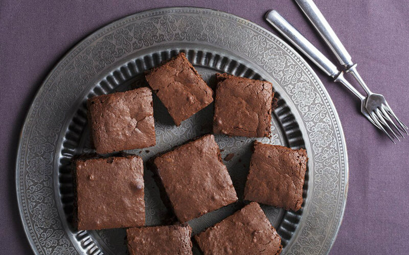 Chocolate Brownies on Plate — Brown, Calm