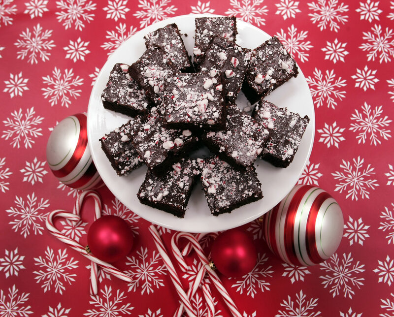 Chocolate Brownies on Plate — Red