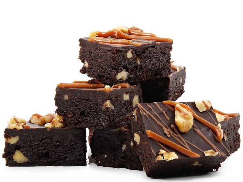 chocolate brownies with caramel and walnuts