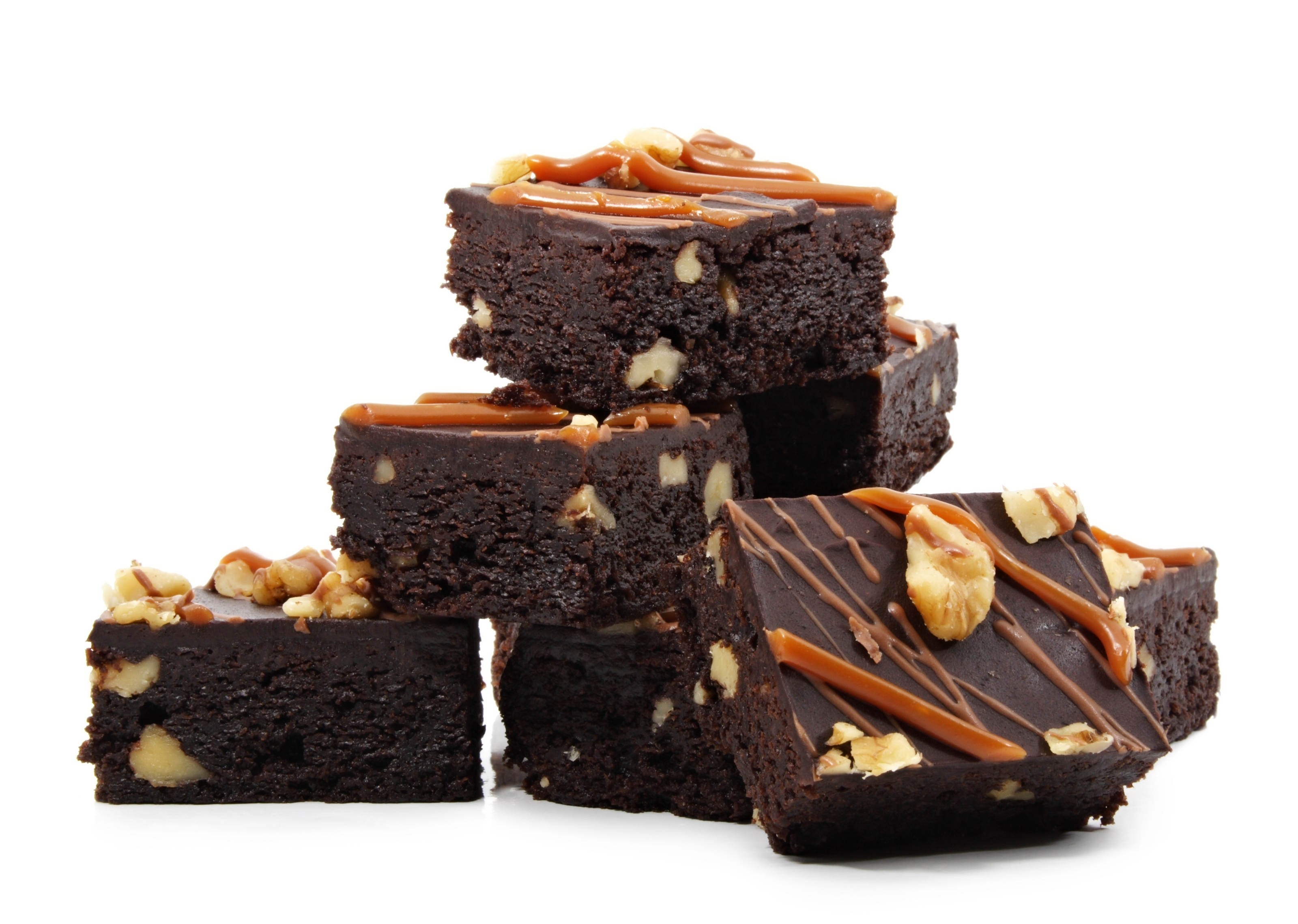 chocolate brownies with caramel and walnuts