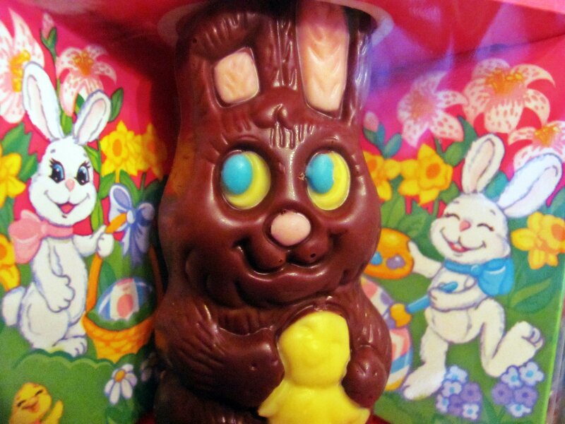 Chocolate Bunny Holding Chick