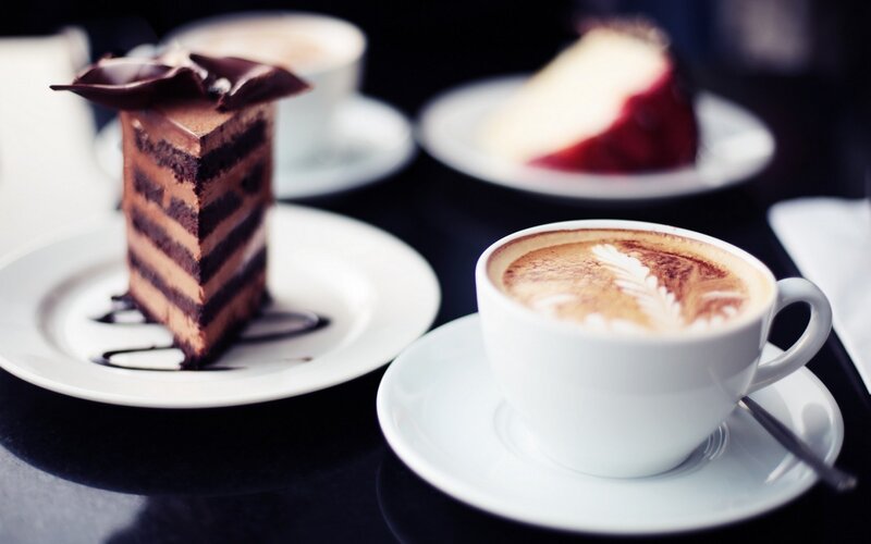 Chocolate Cake and Coffee — White