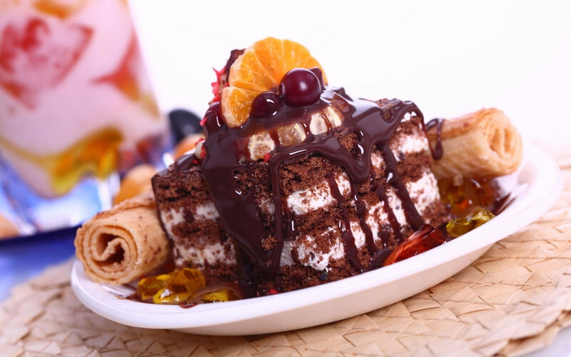 Chocolate Cake Dessert — Brown, Appetizing, Photograph