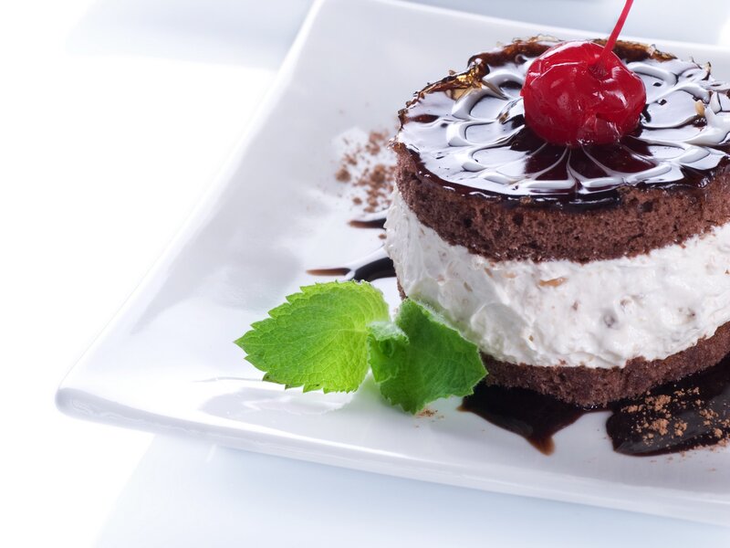 Chocolate Cake Dessert — White, Appetizing, Photograph