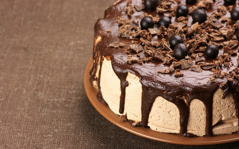 Chocolate Cake on Plate — Brown, Appetizing