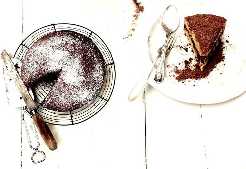 Chocolate Cake on Plate — Brown, Calm, Photograph