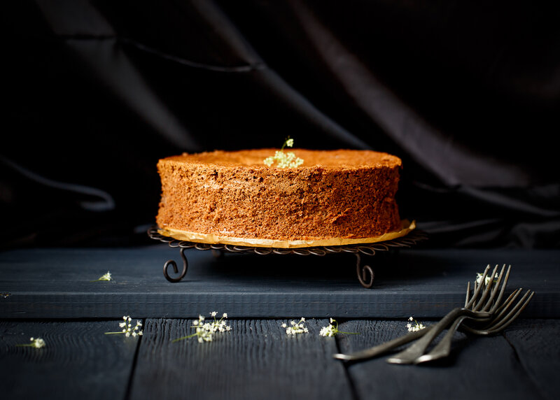 Chocolate Cake on Stand — Brown, Dramatic