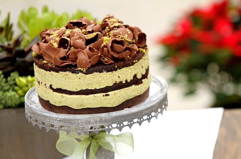 Chocolate Cake on Stand — Brown, Festive