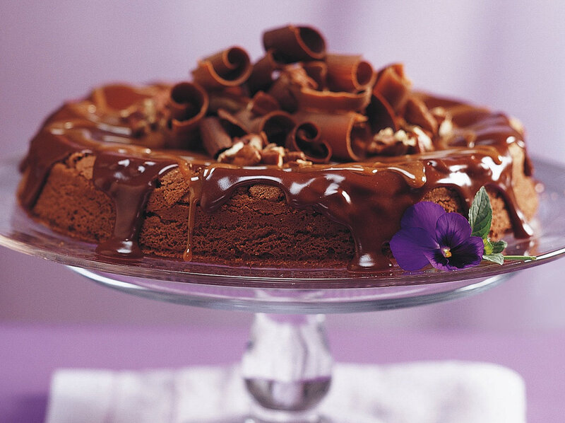 Chocolate Cake on Stand — Brown, Indulgent