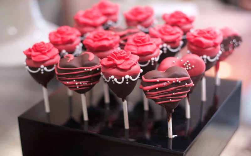 Chocolate Cake Pops — Red, Festive, Photograph
