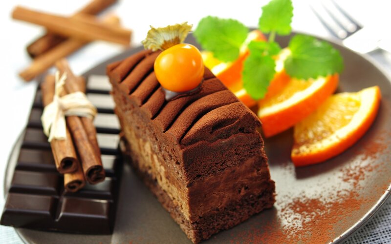Chocolate Cake Slice — Brown, Appetizing, Photograph