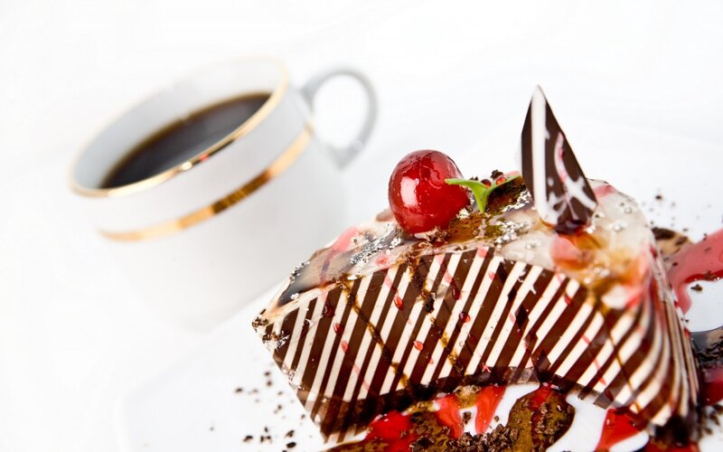 Chocolate Cake Slice — Brown, Indulgent