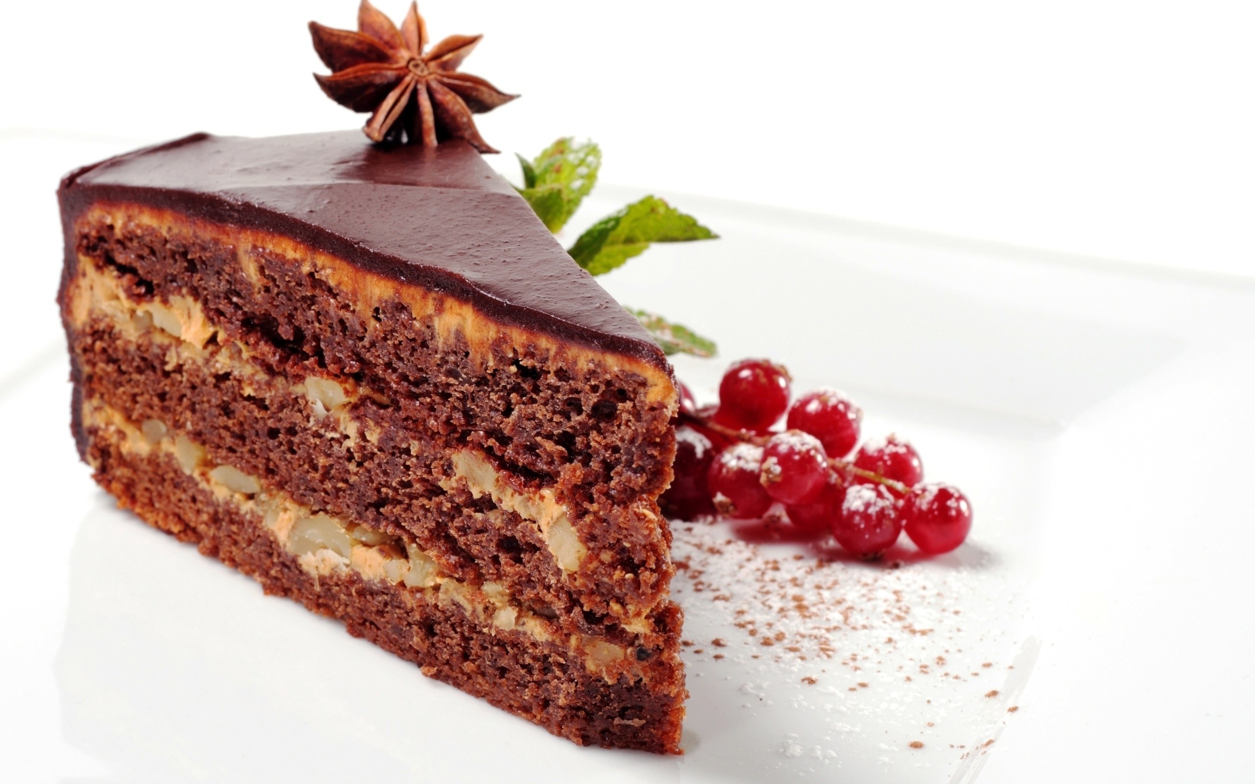 chocolate cake slice with berries