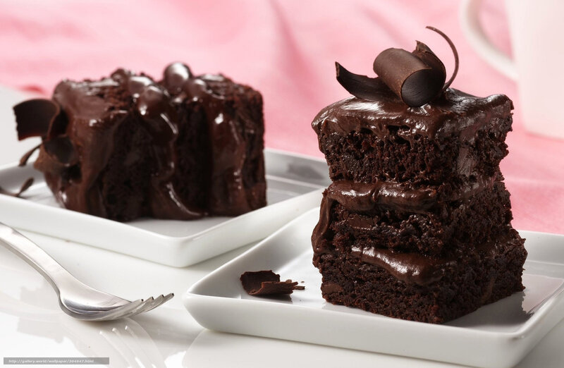 Chocolate Cake Slices — Brown, Indulgent, Photograph, Plate, Fork