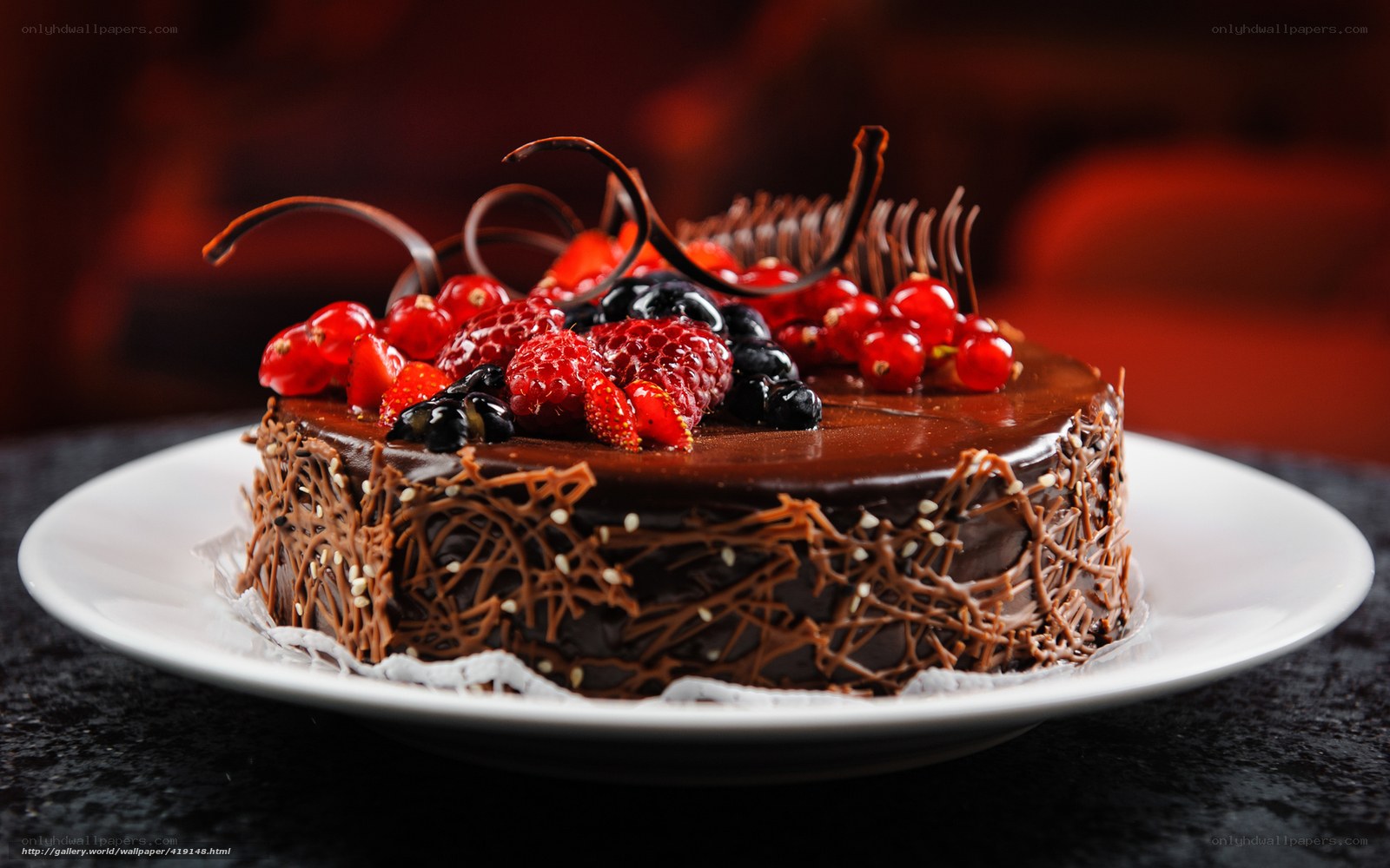 chocolate cake with berries