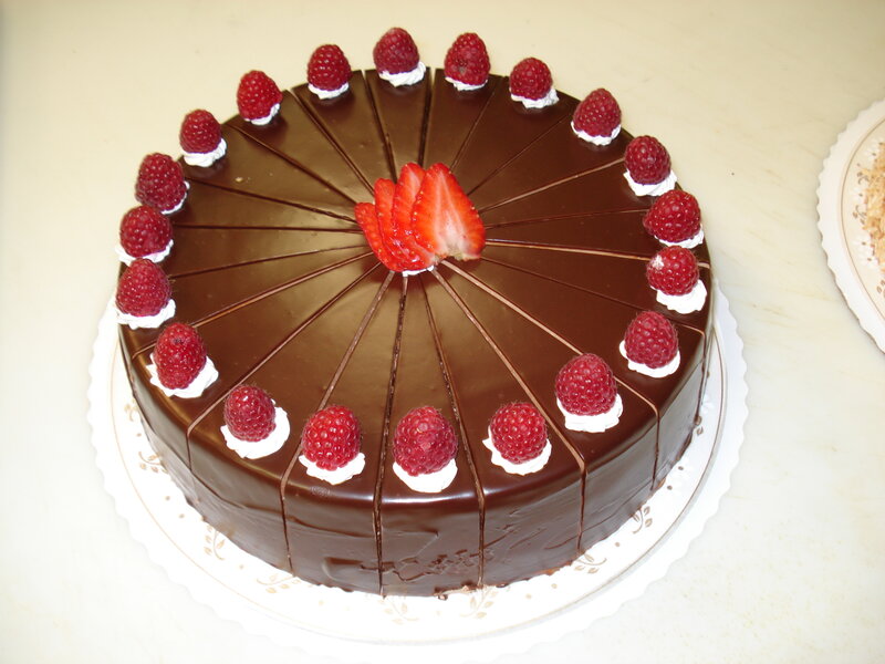 Chocolate Cake with Berries — Brown, Appetizing, Photograph, Raspberries