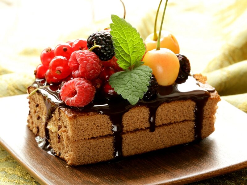Chocolate Cake with Berries — Brown, Appetizing, Photograph