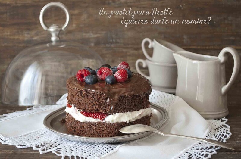 Chocolate Cake with Berries — Brown, Rustic