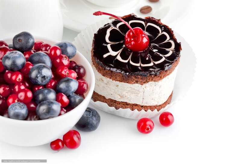Chocolate Cake with Berries — White, Appetizing, Photograph