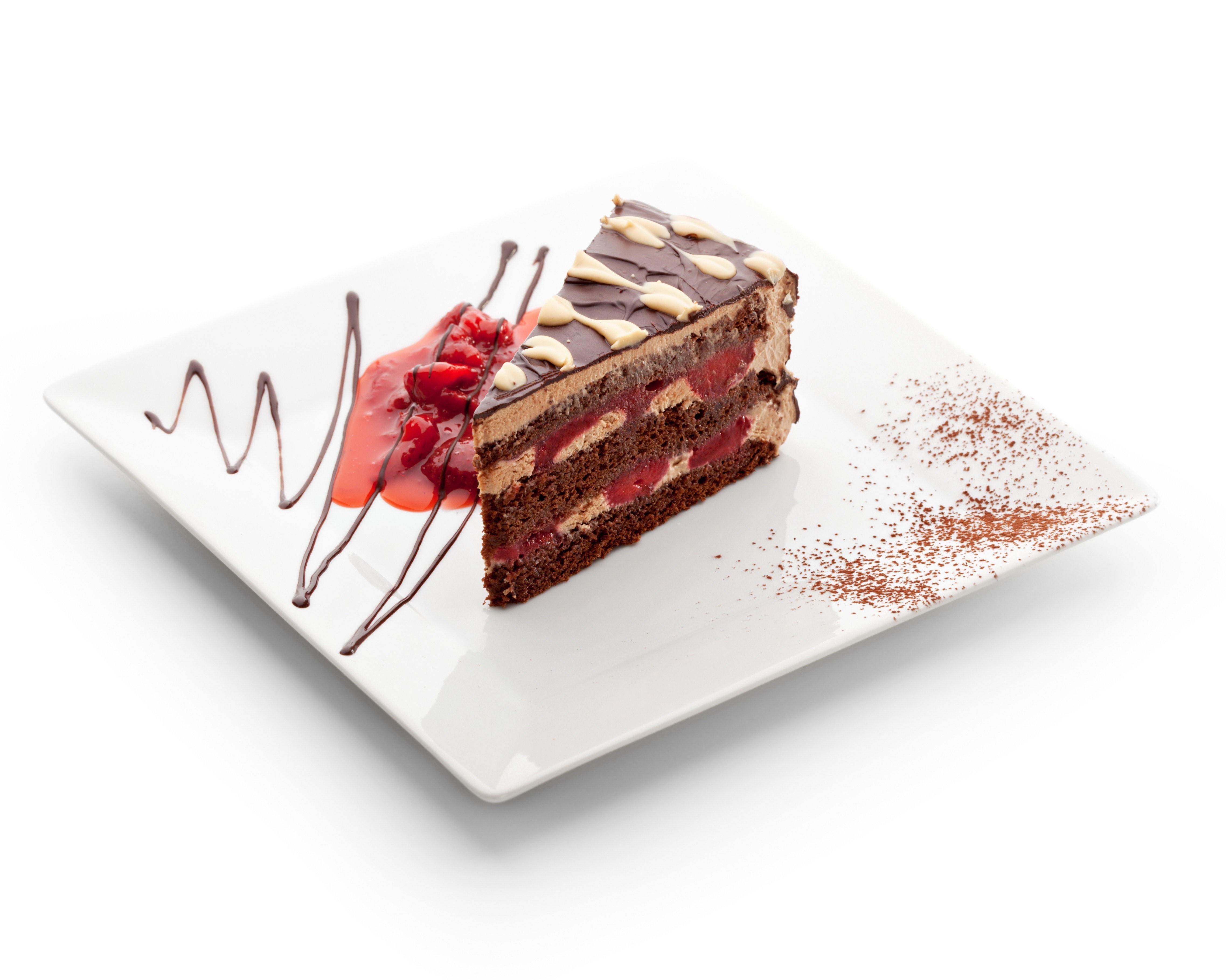 chocolate cake with berry sauce