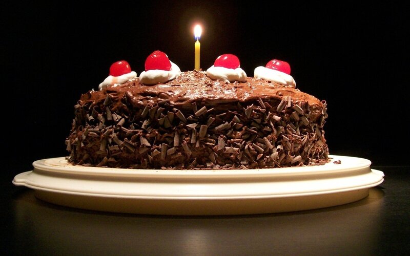 Chocolate Cake with Candle — Brown, Celebratory