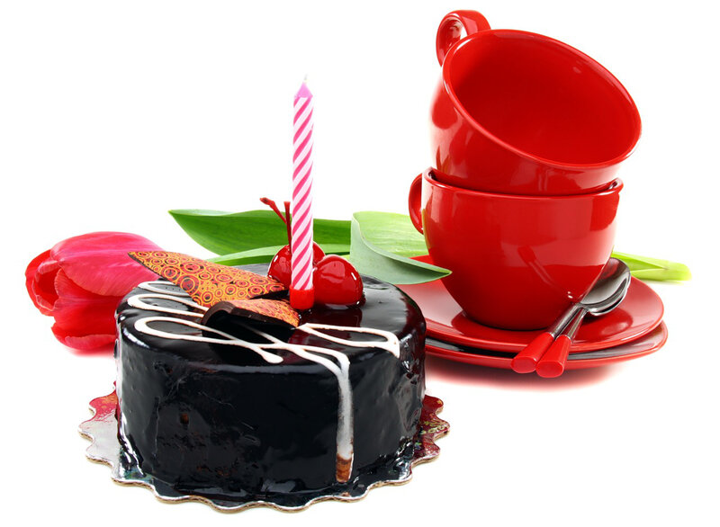 Chocolate Cake with Candle — Red