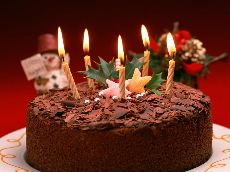 chocolate cake with candles