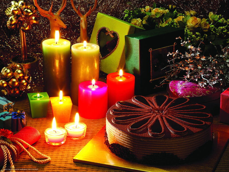 Chocolate Cake with Candles — Brown, Festive, Night