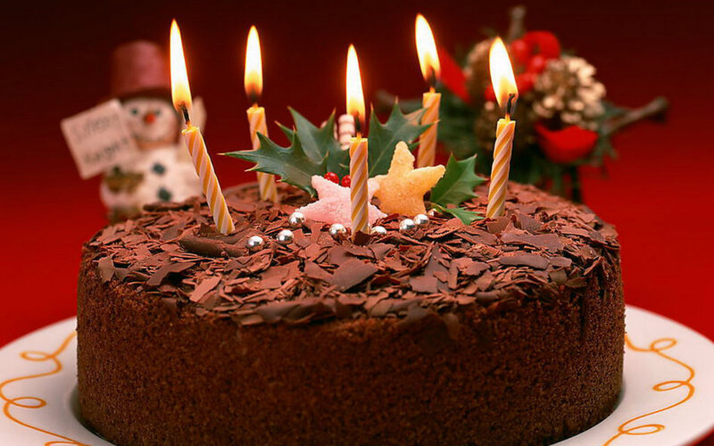 Chocolate Cake with Candles — Brown, Festive