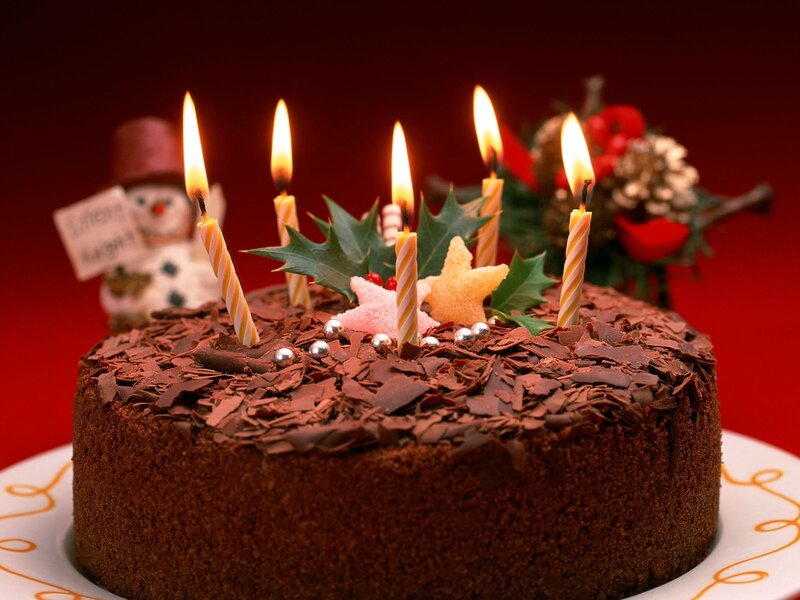 chocolate cake with candles