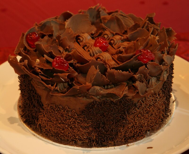 chocolate cake with cherries