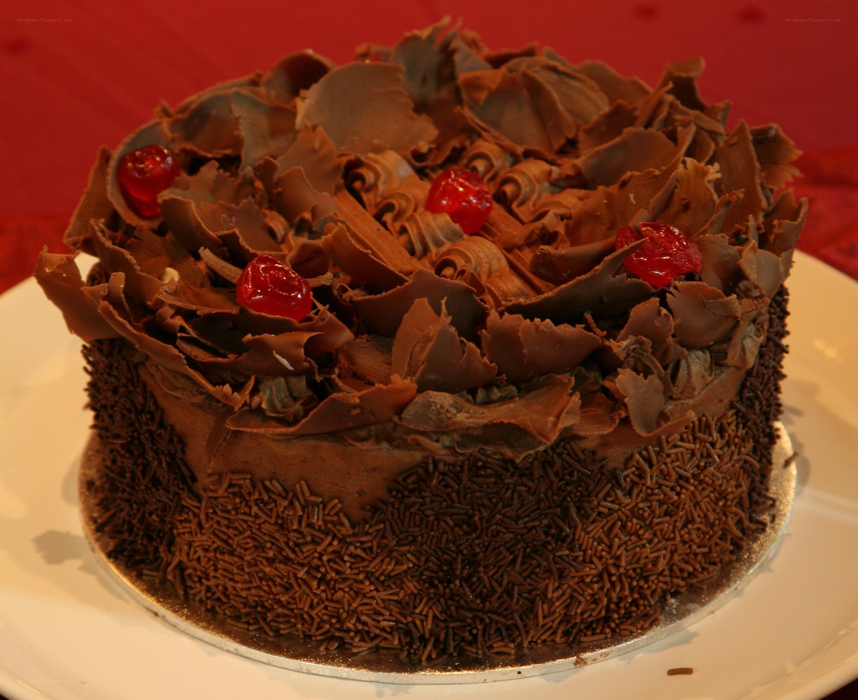 chocolate cake with cherries