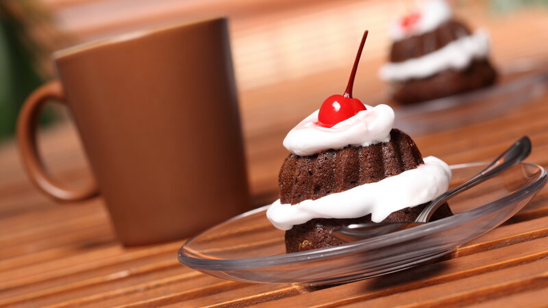 Chocolate Cake with Cherry — Brown, Calm, Photograph