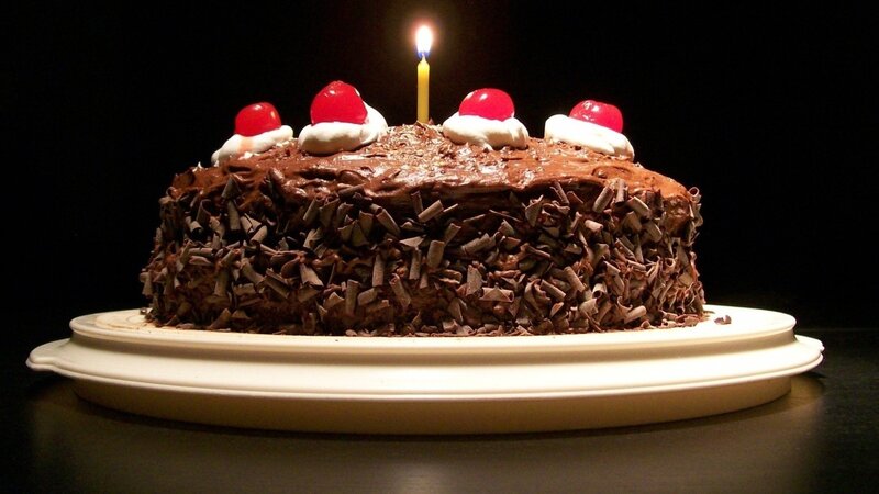 Chocolate Cake with Cherry — Brown, Celebratory
