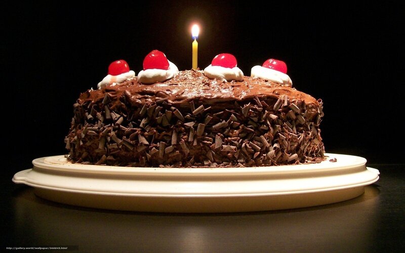 Chocolate Cake with Cherry — Brown, Dramatic