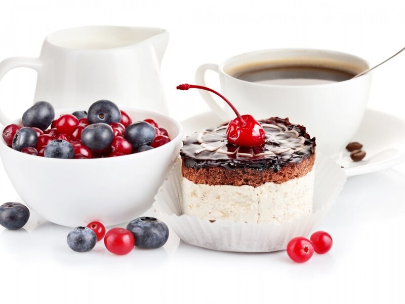Chocolate Cake with Cherry — White