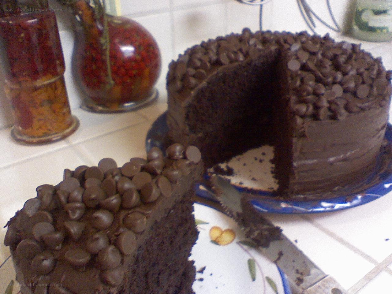 chocolate cake with chocolate chips