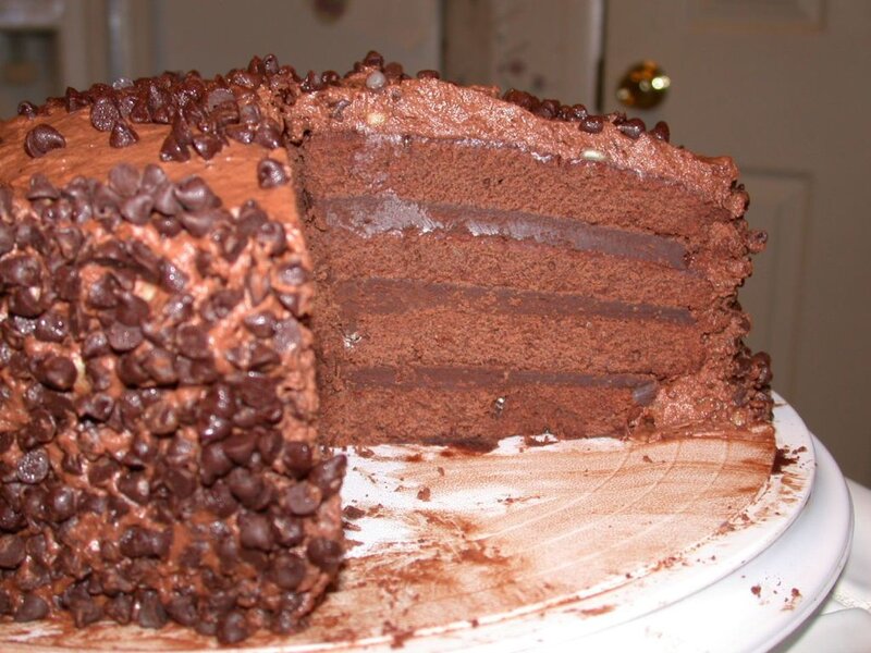 chocolate cake with chocolate chips