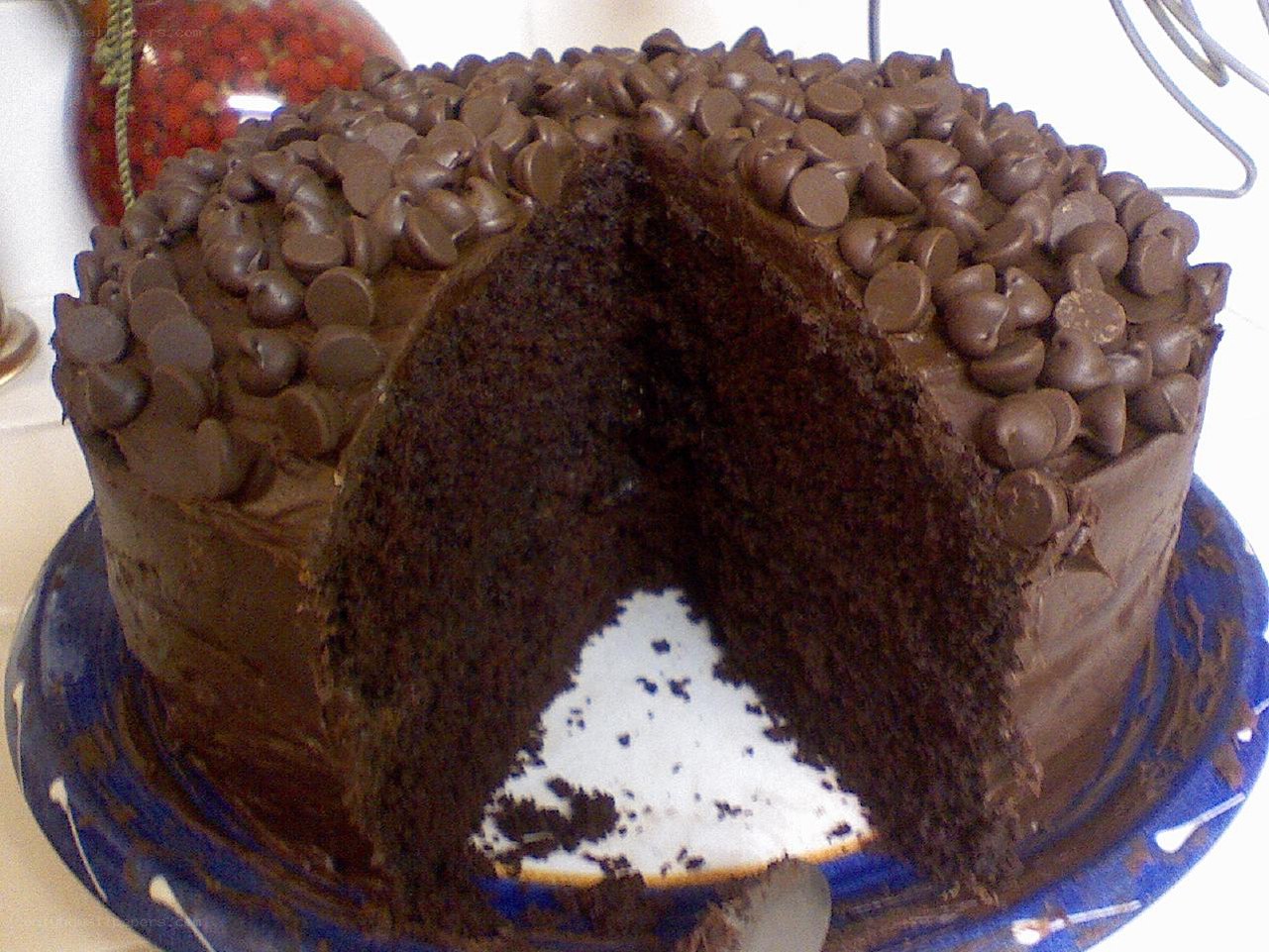 chocolate cake with chocolate chips